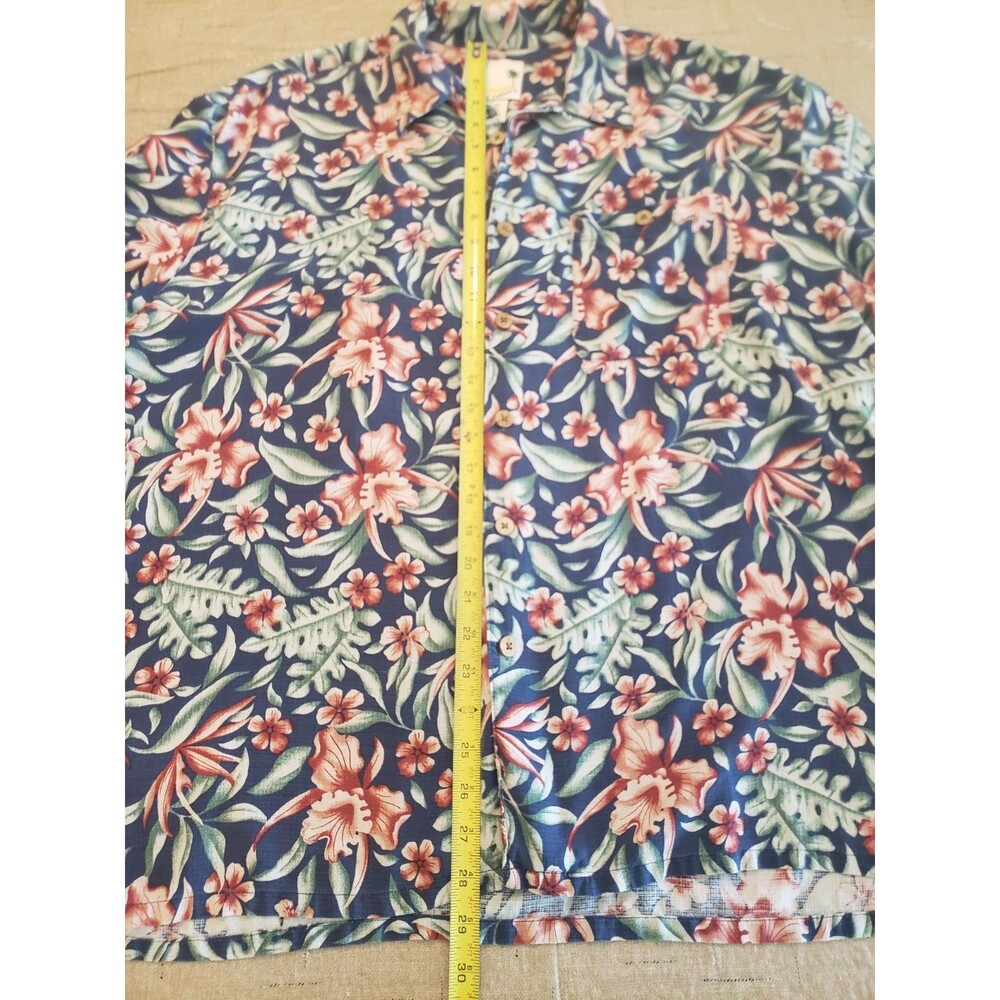 Banana Cabana 100% SILK Mens XXL 2XL Hawaiian Short Sleeve Button Up Shirt Blue - Picture 12 of 14